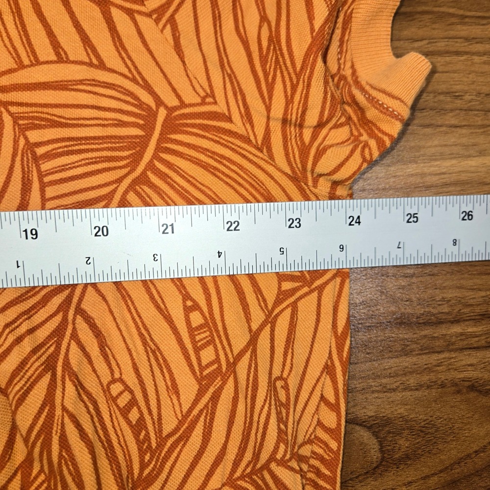 LC Waikiki Mens 3XL Orange Tropical Leaf Print Short Sleeve Polo Shirt Summer - Picture 4 of 6